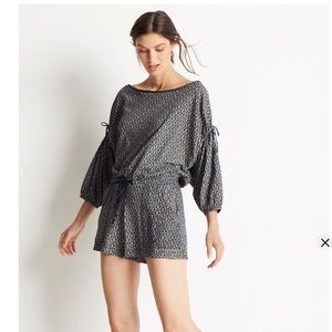 Grey State Rochelle Romper - Navy and White Tile Print - M